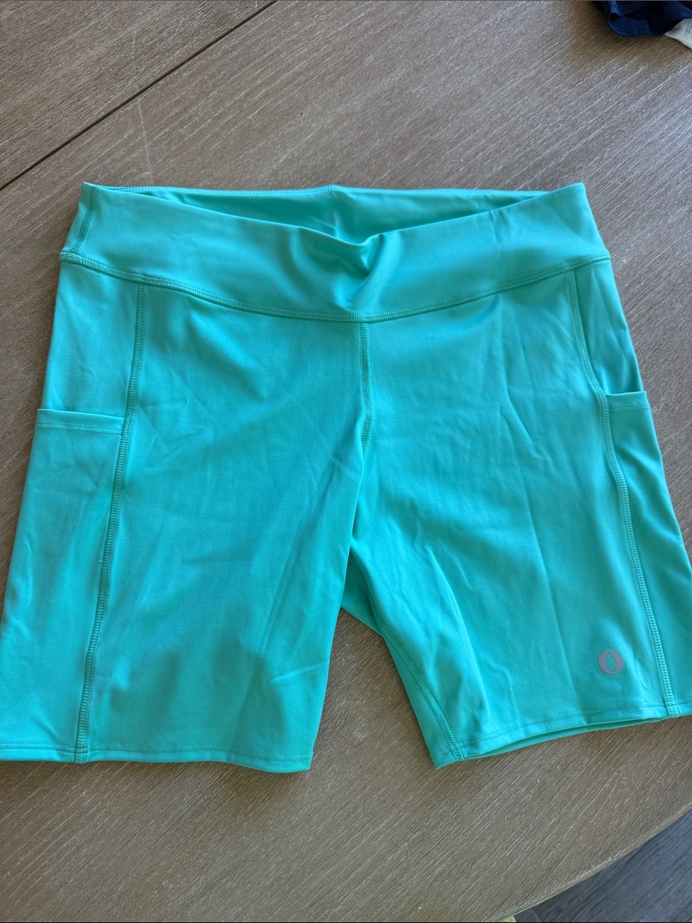 Dona Jo Aqua High-Rise Bike Shorts with Side Pockets